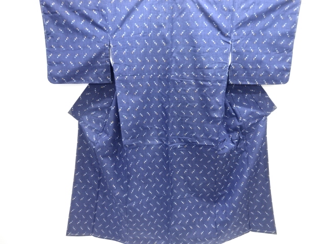 JAPANESE KIMONO / UNUSED / TSUMUGI / WOVEN CROSS KASURI PATTERN